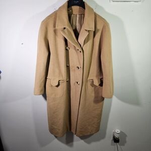 RARE Vintage 80's Women's Fishelle Camel Hair & Mink Double Breasted Overcoat!